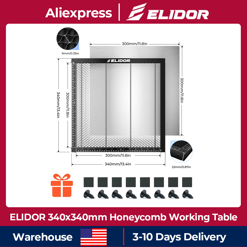 Honeycomb Laser Bed - โต๊ะทำงานรังผึ้ง ELIDOR สำหรับเครื่องแกะสลักเลเซอร์และเครื่องตัดเลเซอร์รุ่น Z6 S2 แผ่นรองรังผึ้งขนาด